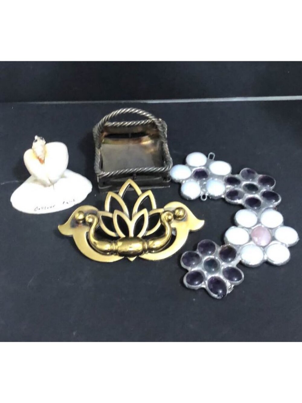Figurines Lot Basket, Sun Catcher, Door Knob